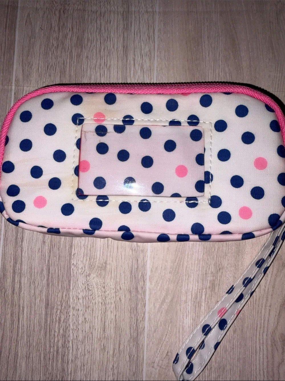 Scout Polka Dot Wristlet Clutch in Navy & Pink